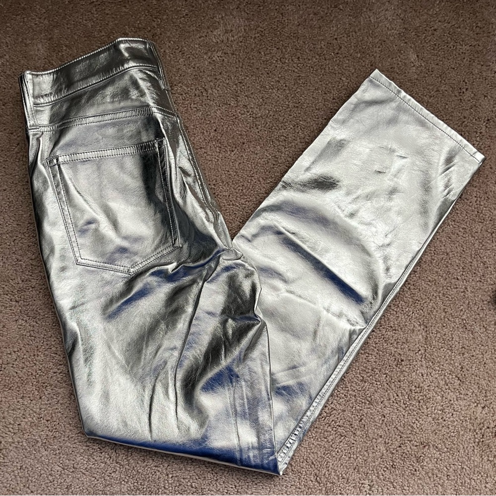 Gap - High-Waisted Metallic Silver Pants - Picture 2 of 3